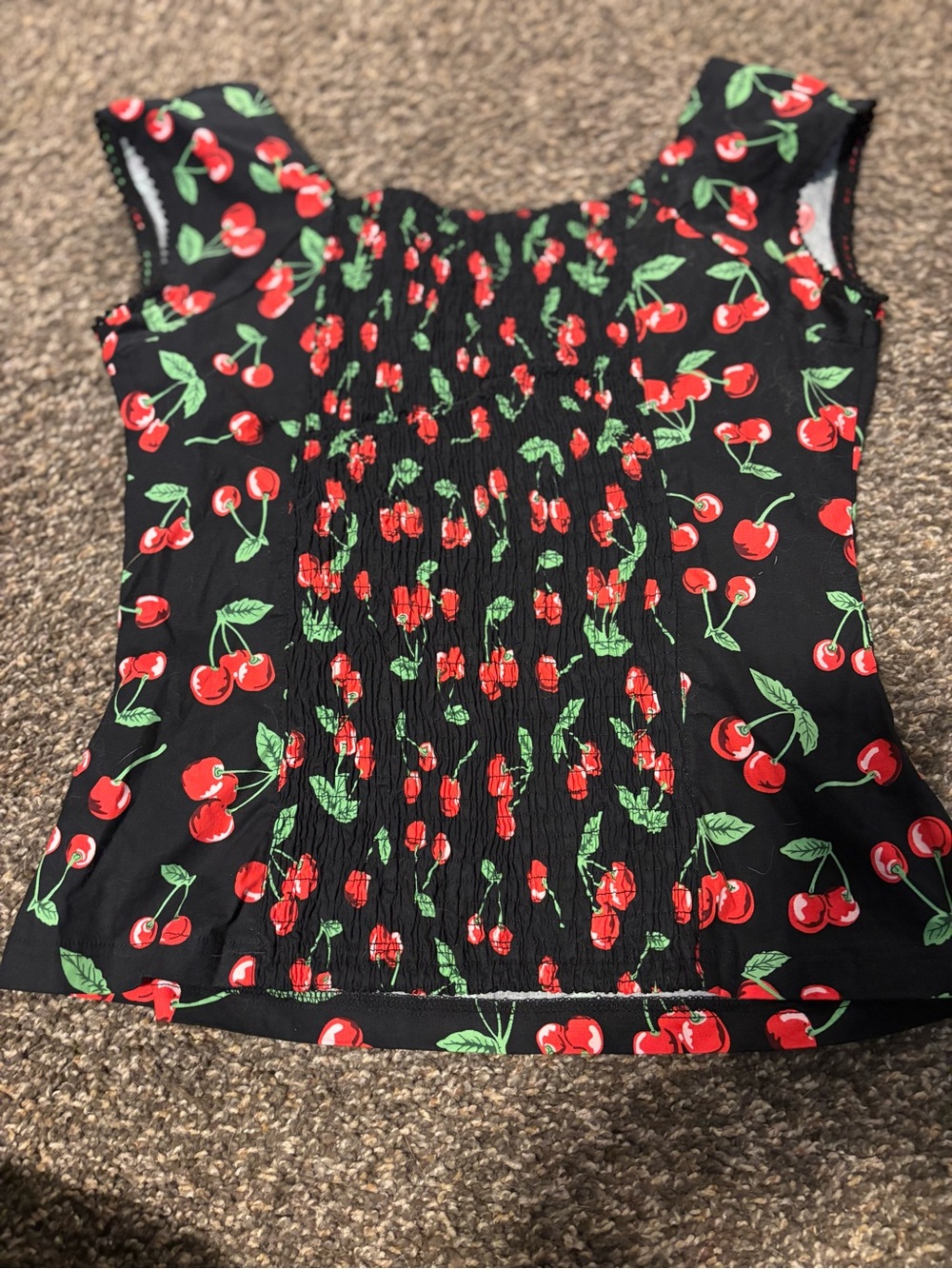 Hell Bunny Black Cherry Print Top - Picture 2 of 3
